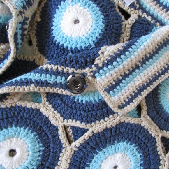 NWT- Mavrans Evil Eye-Knit Shirt- short sleeve- snap front - Picture 3 of 3